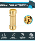 One Inch Push To Connect Pipe Coupling Pex Cpvc Copper 50 Pack Lead Free Brass featuring corrosion resistance and secure connection.