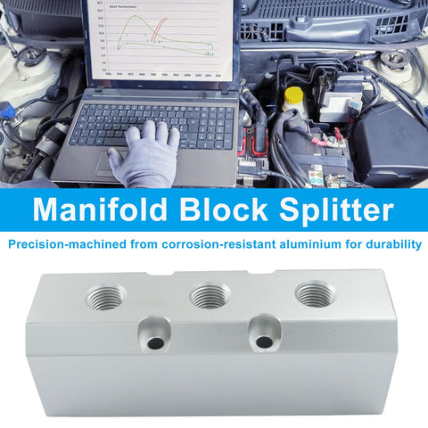 Three Way Five Port Air Manifold Block Aluminum Inline Air Hose Splitter With 1/2 Inch NPT Threads in car engine system