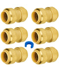 Six Pack Three Quarter Inch Push To Connect PEX Fittings Straight Couplings No Soldering Required Plug And Play Install Copper CPVC