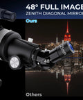 90mm Aperture Refractor Telescope With 800mm Focal Length showing 48-degree diagonal mirror at night