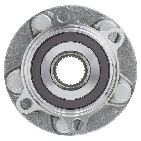 Front view of the Front Wheel Bearing And Hub Assembly With ABS 5 Lug 2pc Set for Mazda 3 Sport and Mazda CX3, 5-lug pattern visible.