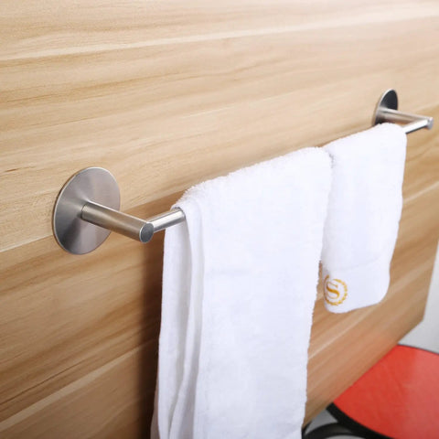 16 Inch Stainless Steel Towel Bar With 3M Self Adhesive Wall Mount No Drill Brushed Nickel For Bathroom And RV Heavy Duty