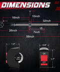 Dimensions of LED Light Bar Wiring Harness Kit with Motorcycle Handlebar Switch, dual lead output, 7-8 inch bars.