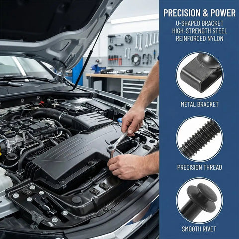 Heavy Duty Auto Body Screws And Bolts 50 Pack Badass Vehicle Splash Shield Clips Rust Resistant U Nut Fasteners Universal Fit, mechanic working on engine