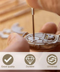 Close-up of watch repair highlighting Brass Clock Hand Nut Set 9-Piece For Grandfather Clocks And Movements with knurled serrated edge.