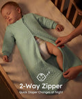 Baby Sleep Sack For Infants 6 To 12 Months 1 Tog Long Sleeve Wearable Blanket Organic Cotton With 2 Way Zipper opened for diaper change