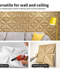 Brown Wood 3D Flower PVC Wall Panels Set Of 12 Covers 32 Sq Ft Dope Home Decor For Living Room Bedroom Office Lobby Easy Glue Or Command Strip
