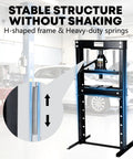 20 Ton Hydraulic H Frame Shop Press With Adjustable Table And Stamping Plates for Auto Repair in garage