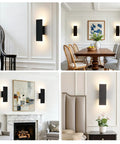 Oberade Single Hardwired Black LED Wall Light Bathroom Sconce 3000K Indoor illuminating a stylish dining room and modern spaces.
