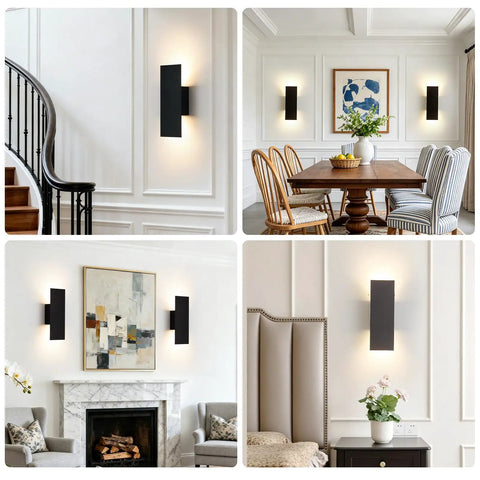 Oberade Single Hardwired Black LED Wall Light Bathroom Sconce 3000K Indoor illuminating a stylish dining room and modern spaces.
