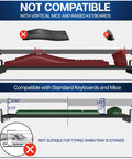 Image illustrating compatibility of Large Under Desk Keyboard And Mouse Tray With Smooth Slider Rail System for standard versus raised keyboards.