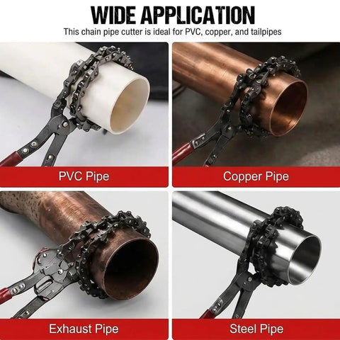 Heavy Duty Exhaust Pipe Chain Cutter Pliers For Auto Repair Spark Free 360 Degree Manual Tube Cutter on PVC, copper, exhaust, and steel pipes
