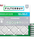 Premium 10x10x1 Air Filter MERV 8 For Dust And Allergies With Electrostatic Pleated Design, HVAC Replacement For Furnace And AC, 6 Pack