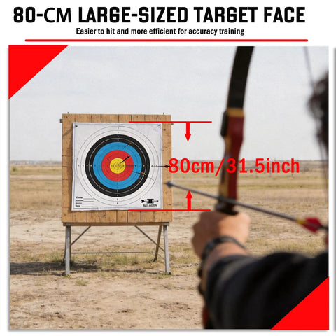 Archer aiming at 20 Pack Degradable Archery Targets Paper Made From Starch-Based Plastic, Standard 10 Ring Target, 80 X 80 Cm