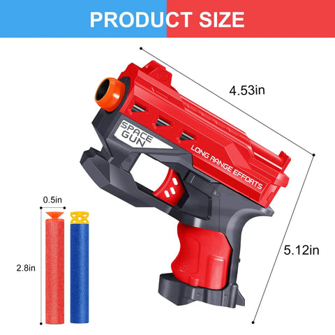 Product dimensions of mini foam blaster from 20 Pack Mini Foam Blaster Party Set For Kids 3-7 Includes 400 Soft Foam Darts, 20 Safety Goggles