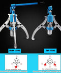 Heavy Duty Hydraulic Bearing Puller Kit With Adjustable Three Jaw And Four Hook Design Vertical Horizontal Operation 10 Ton To 50 Ton showing three and two claw configurations.