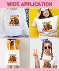 4 images showing "Team Punch" design on shirt, pillow, tote, and t-shirt; 6 Pack DTF Transfers for T Shirts Ready to Press Heat Transfer Stickers 7x7