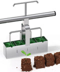 Easy To Use Soil Blocker With Comfortable Handle, 4 Cell 2 Inch Block Maker For Seed Starting And Germination, steel mold next to soil blocks