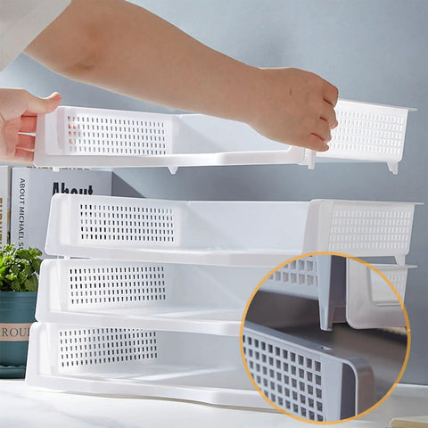 Stackable Letter Tray Desk Organizer Set For Office Vertical And Horizontal Document Holder in ABS plastic being assembled