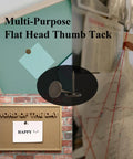 One Hundred Heavy Duty Flat Head Thumb Tacks In Bronze Top Shelf Push Pins For Upholstery And Wall Decor Slick Decorative Photo Fasteners that can be used on bulletin boards.
