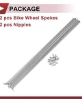 12 Pack 14G Bicycle Spokes 295mm Stainless Steel 304 Silver Tone With Copper Nipples For Wheel Build And Repair Elbow 4mm 2mm Diameter Durable Alloy Spokes For Road And Mountain Bikes