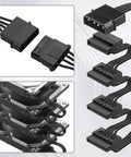 Molex To 4 SATA Power Cable 4 Pin LP4 To 4x SATA 15 Pin Female Expansion Power Cable For PC NAS Server Drives And SSDs 20.8 Inch 18AWG Tinned Copper Built For A Bunch Of Drives.
