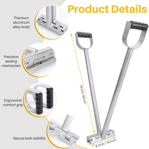 2-In-1 Standing Seam Tool For Roofing And Metal Work With Pro-Grade Dual Angle Control, ergonomic handle, aluminum body, 24.4 in height