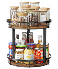 Wooden Ten Inch Lazy Susan Spice Rack Organizer Two Tier For Cabinet And Countertop Kitchen Pantry Condiment And Seasoning Rack With Dope Durable Wood And Metal Frame For Easy Access