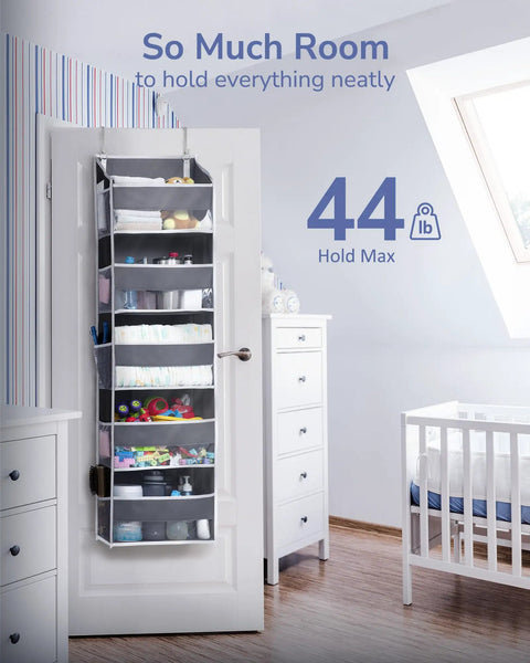 Rock Solid Over The Door Organizer With Five Roomy Compartments And Ten Ventilated Mesh Sleeves For Keeping Things Straight Heavy Duty Hanging Closet Rack For Toys Shoes And Essentials Dark Grey