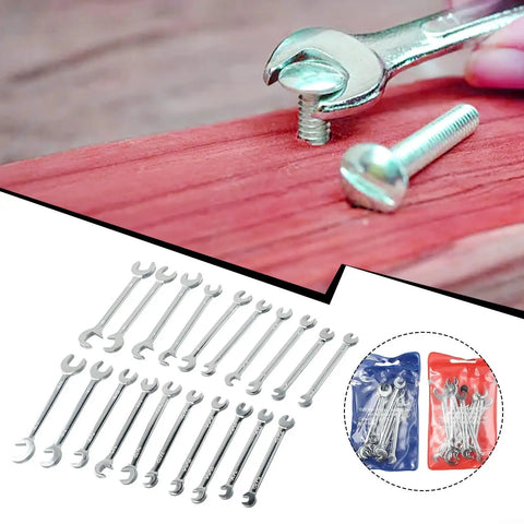 Top Tier 20-Piece Hex Key And Sae Wrench Combo Set For Auto Repair Garage Work Portable Tool Kit Heat Treated Alloy Steel For Diy Pros, open-end wrenches and pouches