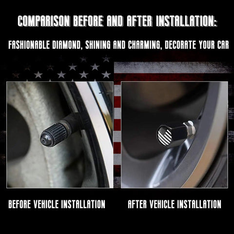 Comparison of valve stem caps installation from Flag Style Carbon Fiber Short Truck Antenna With Valve Stem Caps Universal Mast