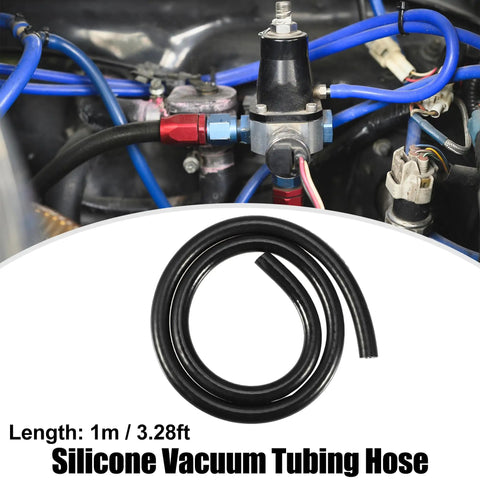Silicone Vacuum Tubing Hose 8mm Inner Diameter 3.28ft Length For Automotive Vacuum Lines Turbochargers And Air Intake Water Compatible Black Hose High Temp Durability Flexible in engine bay.