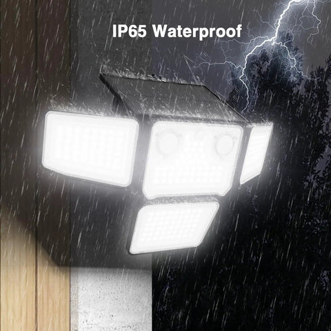 Rugged Four Head Solar Security Lights With Smart Dual Motion Sensors And Waterproof Shell For Backyards Driveways Garages, Kicks On Instantly To Slash Blind Spots And Serve Razor Sharp Daylight Glow, Includes Two Pack