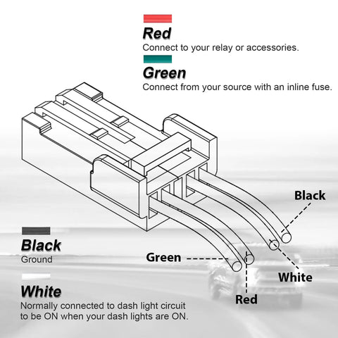 LED Light Bar Push Button Switch With Blue Backlight And Short Circuit Protection, Connector Wire Kit