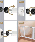 Instructions showing Hella Sturdy Baby Gate Extender Kit Four Pack M8 Threaded Spindle Rods for smooth installation steps.
