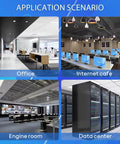 Application scenarios for 1U Rack Cable Manager Kit 24 Slot Metal Finger Duct With Cover, including office, internet cafe, engine room, and data center