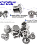 Steel log pin positioner with surface chrome plating, smooth chamfer for easy installation, and durable center point.