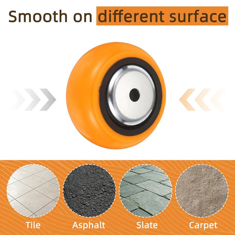 Heavy Duty 4 Inch Caster Wheels 4 Pack Industrial Rollers with brackets, smooth rolling on tile, asphalt, slate, and carpet surfaces.