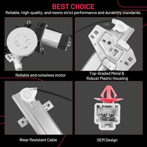 Collage of Power Window Regulator With Motor Rear Right for 2003 to 2008 Honda Pilot Replacement showing various components