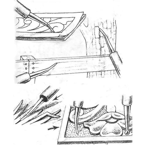 Illustration of 20 Piece Leather Carving And Stamping Tools Set For DIY Saddle Making With Swivel Hammer And Dual Tipped Pens.