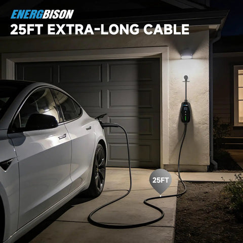 Straight Up Level 1 2 Electric Charger With 25 Foot Extension Cord And Slick Wifi App Tracking Etl Certified dual voltage kit charging a Tesla.