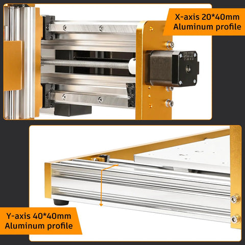 Ultra CNC Router Machine With 500W Spindle, all-metal 3-axis X-axis profile