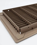 Corner view of the Beefy Heavy Duty Floor Return Air Grille 12 x 30 In Built to Last, Inset Mount Vent Cover for Duct Openings.