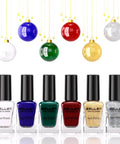 Six Color Nail Polish Set For 4th Of July And Christmas Air Dry No Light Needed Quick Dry Long Lasting Chip Resistant HEMA Free