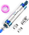 25mm Bore 50mm Stroke Pneumatic Air Cylinder Double Acting With Y Connector And Two 6mm Fittings Port Size One Eighth Aluminum Body MAL25x50