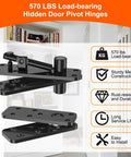 Beefy Heavy Duty Hidden Door Hinge With 570 Pound Load Bearing Thickened Solid Alloy Steel 360 Degree Rotation Invisible Pivot