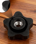 Close-up of Heavy Duty 5/16 Black Star Knobs With Female Thread 4 Pack showing non-slip grip and ergonomic design.
