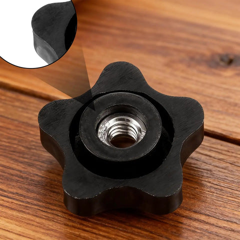 Close-up of Heavy Duty 5/16 Black Star Knobs With Female Thread 4 Pack showing non-slip grip and ergonomic design.