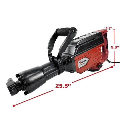 1900W Demolition Electric Jack Hammer Heavy Duty Concrete Breaker With Flat Chisel Bull Point Chisel U Chisel And Work Gloves