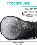 4 Inch By 7.2 Ft Dryer Vent Hose Flexible Aluminum Duct With PVC Aluminum Foil Multi Layer Air Ducting and clamp